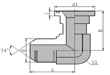 90  JIC Male 74 Cone/SAE  Flange