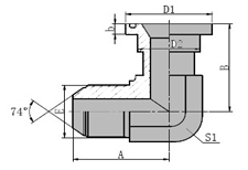 90 JIC Male 74 Cone / SAE  Flange 6000PSI