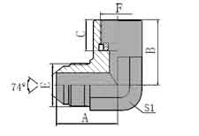 90 JIC MALE 74 CONE/BSP PRESSURE GAUGE CONNECTOR