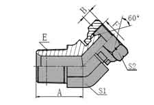 45 NPT  MALE/BSP  FEMALE  60  CONE