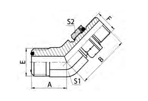 45° ELBOW ORFS MALE O-RING / BSP MALE O-RING