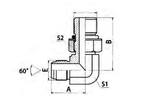 90° Elbow JIS Metric Male 60° Cone