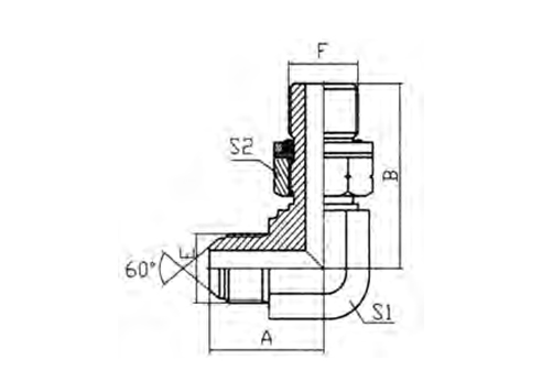 90° EL Bow JIS Gas Male 60° Cone