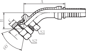 45  JIS Metric Female 60º Cone Seat