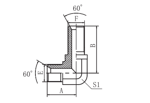 90°ELBOW  BSP MALE 60 ° SEAT BULKHEAD