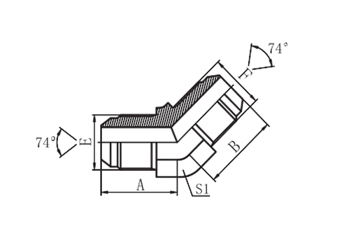 45°ELBOW JIC MALE74° CONE