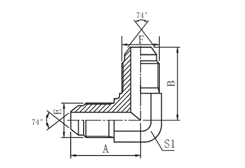 90° ELBOW JIC MALE 74° CONE