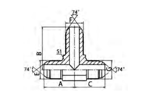 JIC MALE 74° CONE BULKHEAD BRANCH TEE