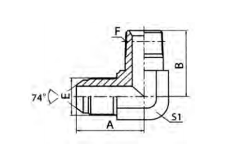 90° ELBOW JIC MALE 74° CONE / LONG NPT MALE