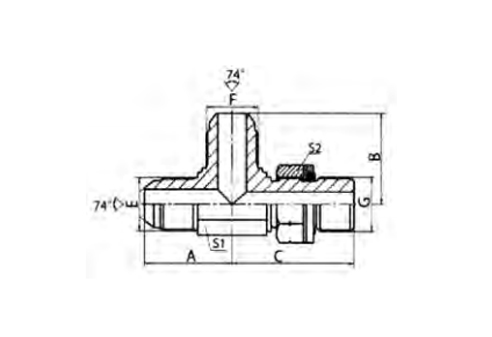 JIC MALE 74° CONE / BSP MALE O-RING RUN TEE