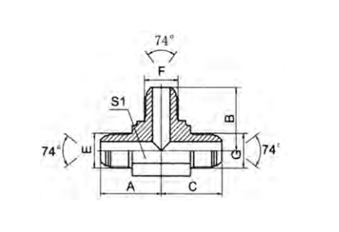 METRIC MALE 74° CONE TEE