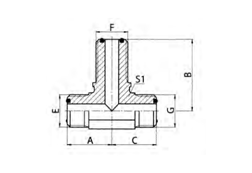 ORFS MALE O-RING BULKHEAD BRANCH TEE