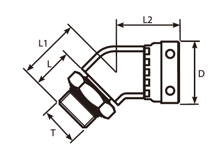 135° UNF Male '0' Ring - Swivel Female Adaptor
