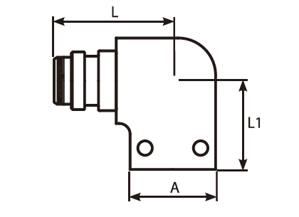 90° Staple Male - Fixed Female Adaptor