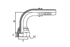 90° metric Female Flat Seat