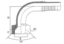 90º GB Metric Female 74º Cone Seat