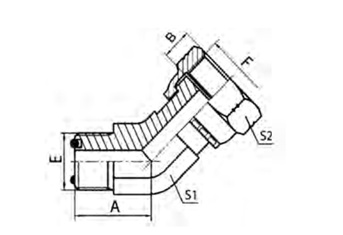 45° ELBOW ORFS MALE O-RING / ORFS FEMALE