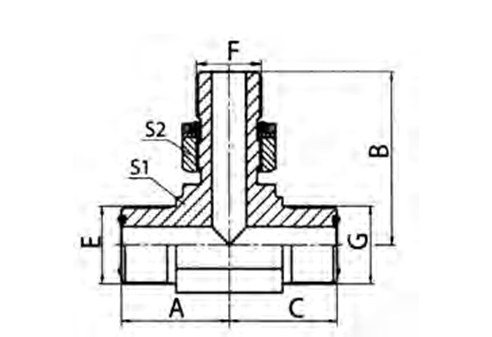 ORFS MALE O-RING / BSP MALE O-RING BRANCH TEE