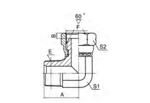 90° EL BOW NPT MALE / BSP FEMALE 60° CONE