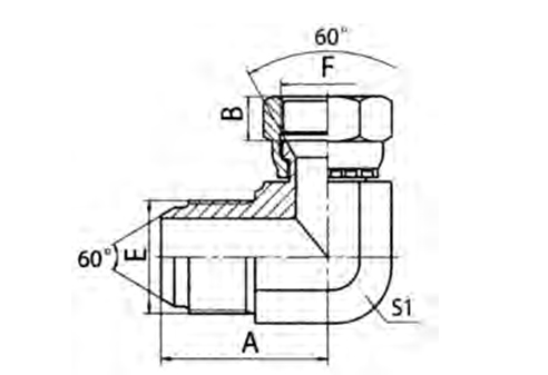 90° Elbow Jis Metric 60° Cone