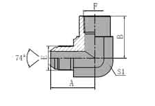 90 METRIC MALE 74 CONE/NPT FEMALE