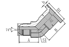 45 JIC Male 74 Cone/SAE  Flange 3000PSI