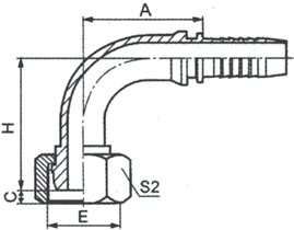 90° Metric Female 24° Multiseal H.T.