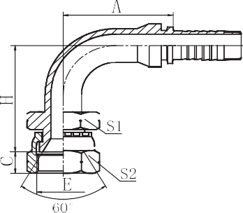 90°JIS Gas Female 60° Cone Seat