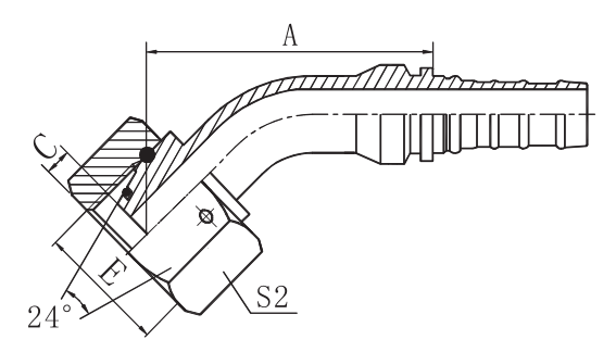 45° Metric Female 24° Cone Seat H.T.