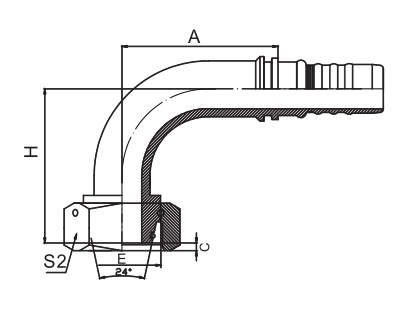 90° Metric Female 24° Cone Seat H.T