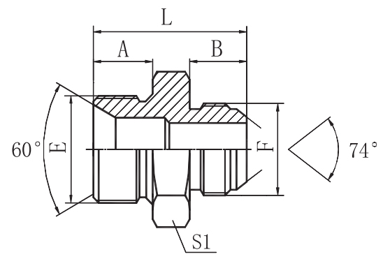 BSP MALE DOUBLE USE FOR 60° SEAT OR BONDED SEAL / JIC MALE 74°CONE