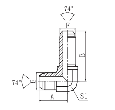 90° ELBOW JIC MALE 74° CONE BULKHEAD