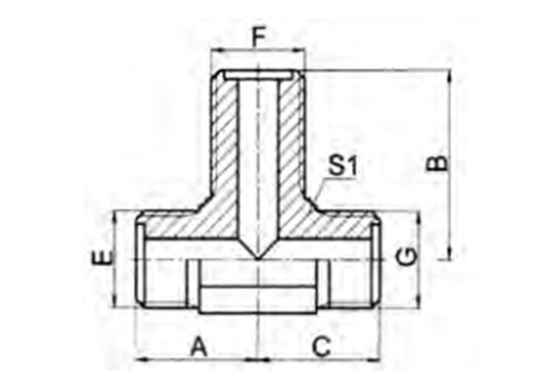 Metric Male O-ring Bulkhead Branch Tee