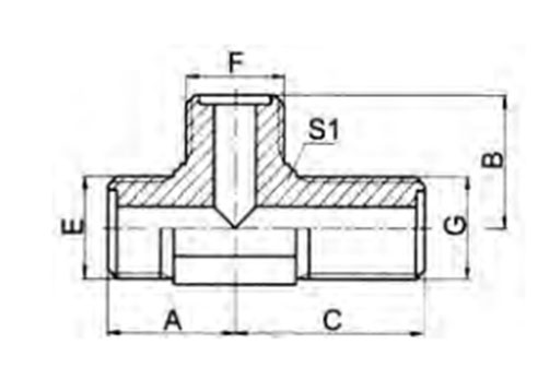 Metric Male O-ring Bulkhead Run Tee