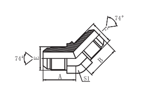 45º ELBOW JIC Male 74º CONE/NPT MALE