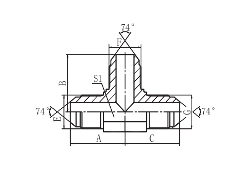 JIC MALE74° CONE TEE