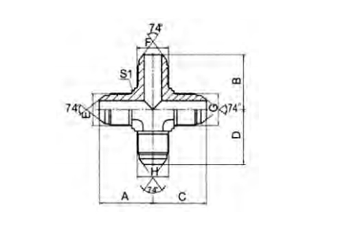 JIC MALE 74° CONE CROSS