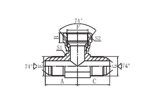 JIC MALE 74° CONE / JIC FEMALE BRANCH TEE