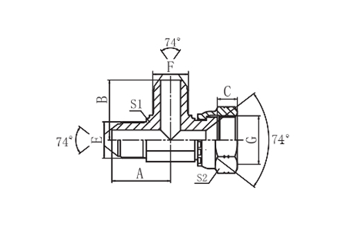 JIC MALE 74°CONE/JIC FEMALE 74° SEAT RUN TEE