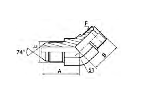 45° ELBOW JIC MALE 74° CONE / NPT MALE