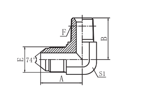 90° ELBOW JIC MALE 74°CONE / NPT MALE