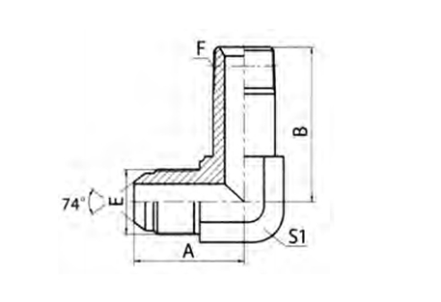 90° ELBOW JIC MALE 74° CONE/ LONGER NPT MALE