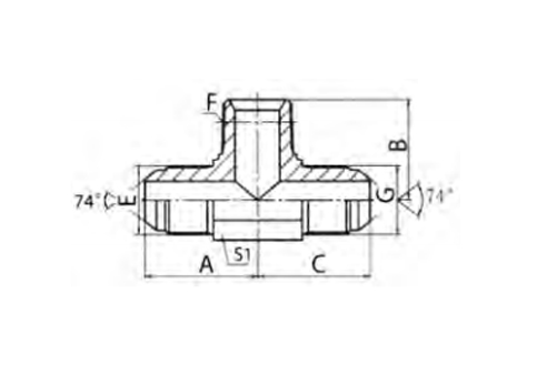 JIC MALE 74° CONE / NPT MALE BRANCH TEE