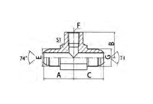 JIC MALE 74° CONE / NPT FEMALE BRANCH TEE