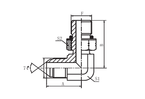 90° ELBOW JIC MALE 74° CONE