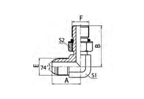 90° ELBOW METRIC MALE 74° CONE