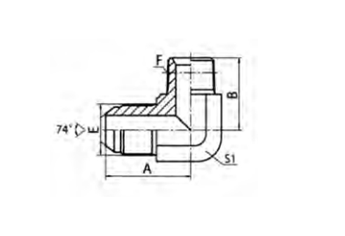 90° ELBOW METRIC MALE 74° CONE