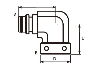 90° Staple Male- Fixed Female Adaptor