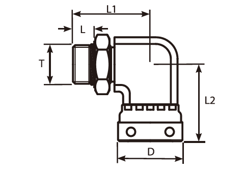 90° UNF Male '0'Ring - Swivel Female Adaptor